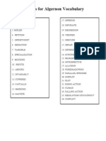 Flowers For Algernon Vocabulary List