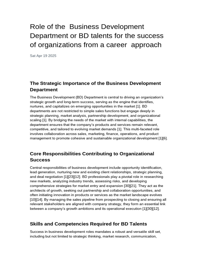 BD Talent Contribution to Organizational Growth 1-1 | PDF | Business ...