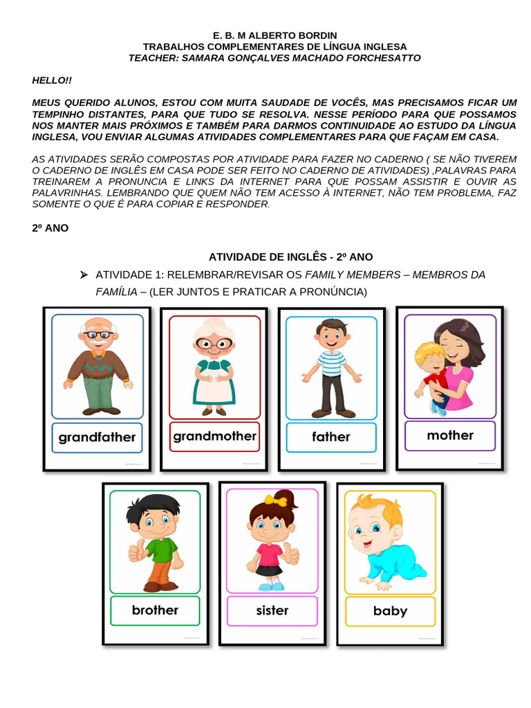 Atividade 2 Ano Ingles | PDF