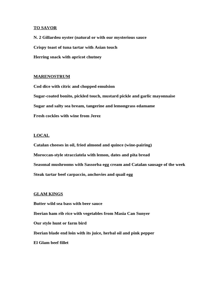 English Menu | PDF