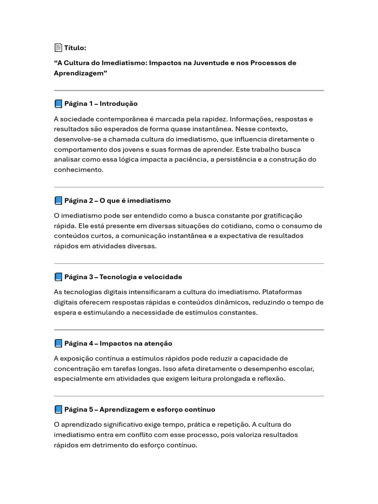 Impactos Na Juventude e Nos Processos de Aprendizagem | PDF ...