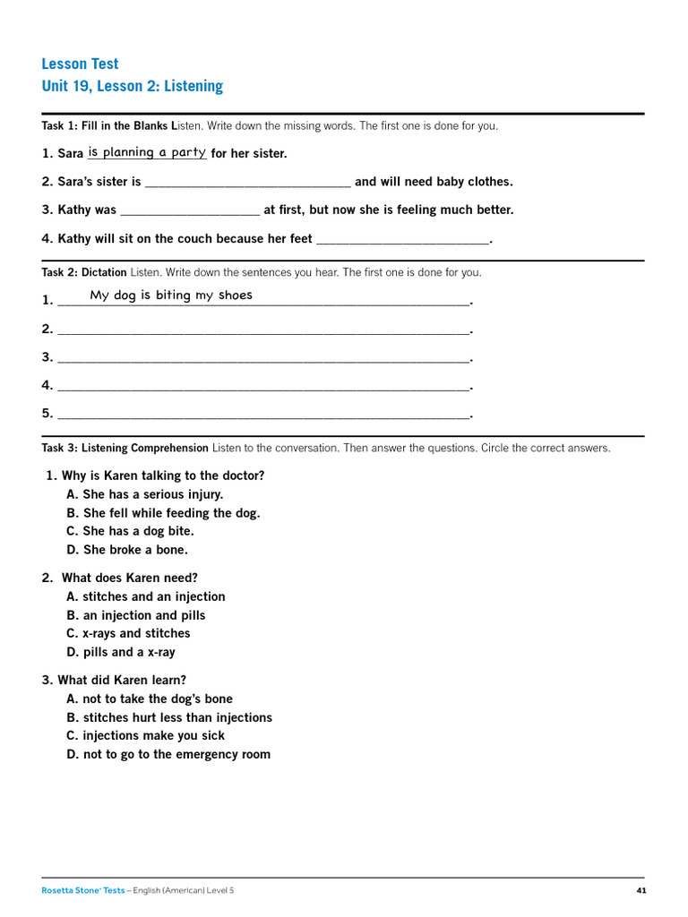 Unit 19, Lesson 2 Test | PDF | Emergency Department