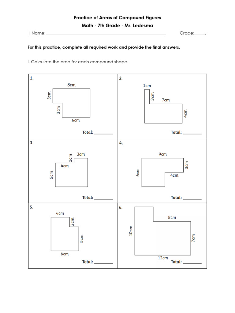 Practice of Area of Compound Figures | PDF