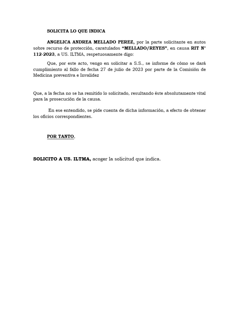 Solicita de Lo Que Indica | PDF