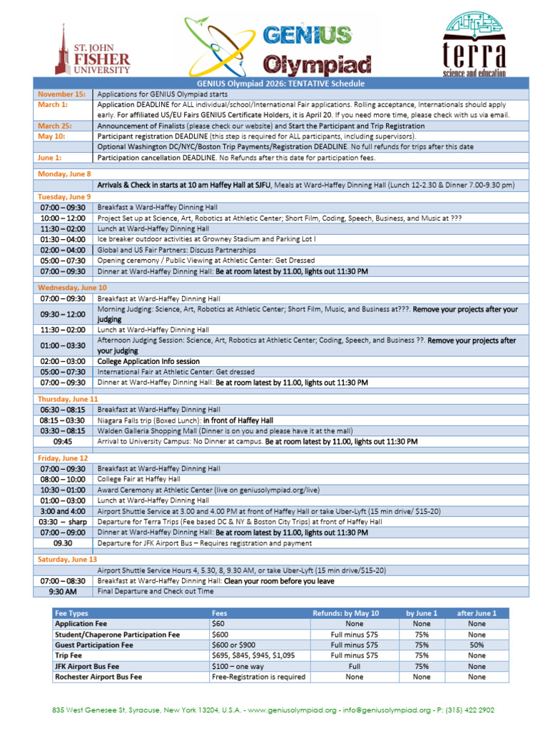 GENIUS Schedule | PDF