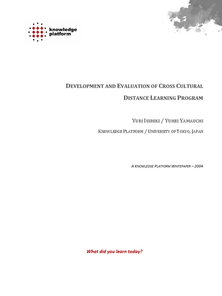 Development and Evaluation of Cross Cultural Distance Learning Program ...