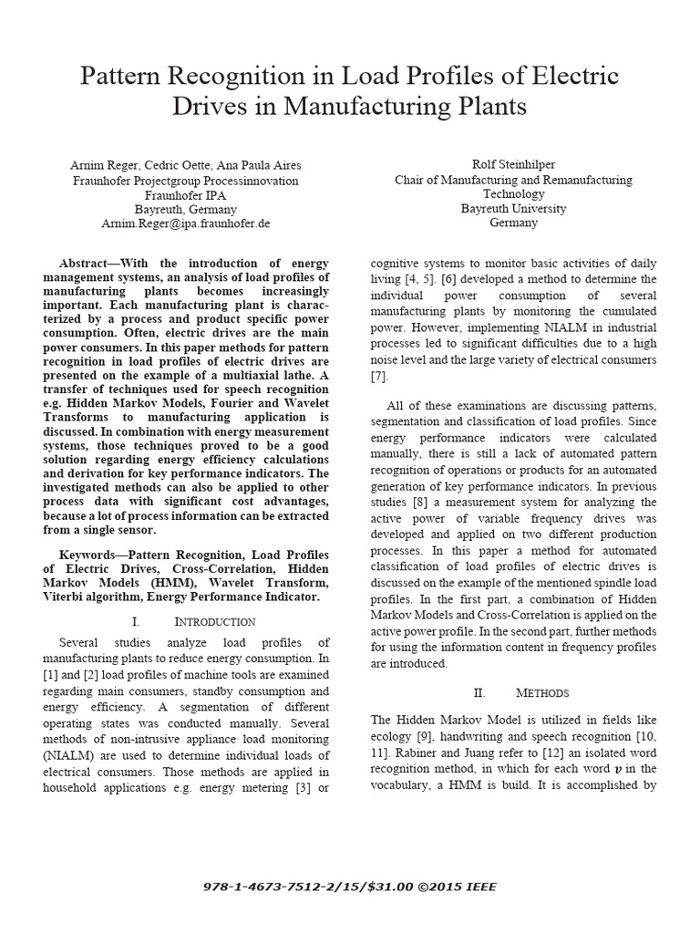 Pattern Recognition in Load Profiles of Electric Drives in ...