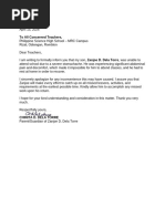 Sample Excuse Letter for Absence | PDF