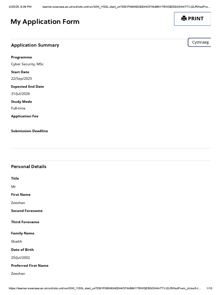 Application Form | PDF | Postgraduate Education | Master's Degree