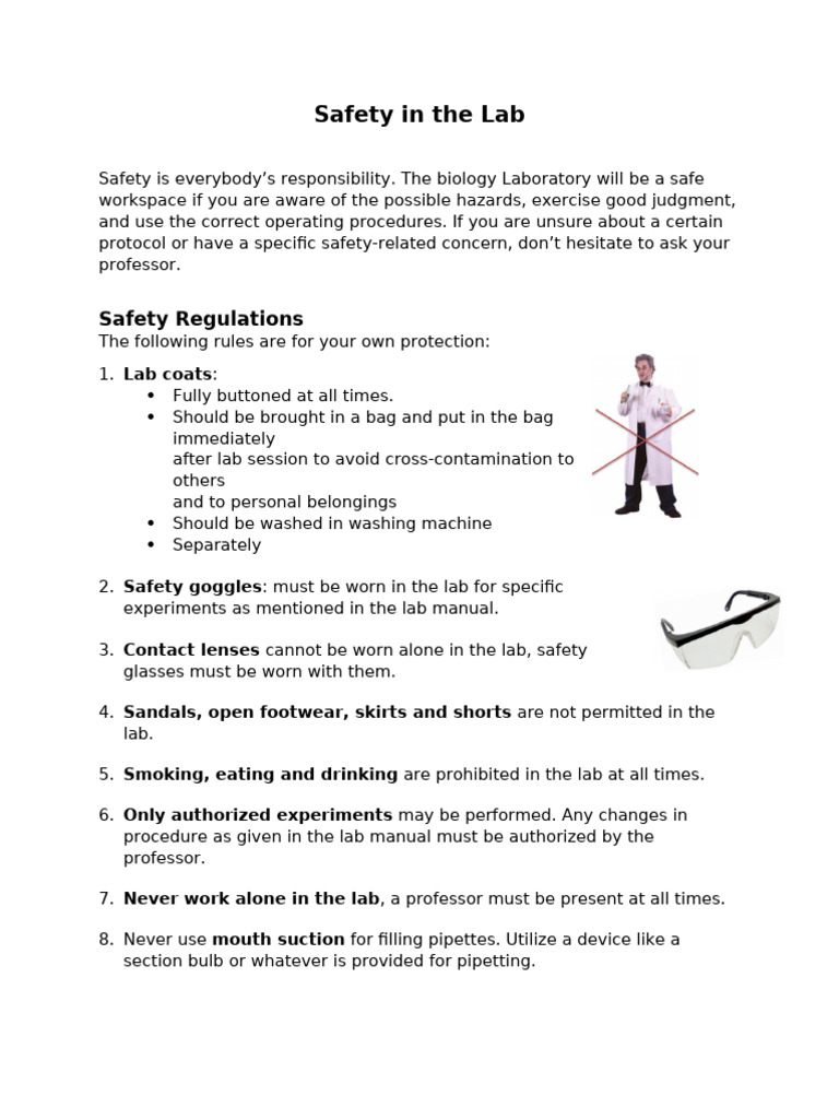 Lab Safety Instructions | PDF