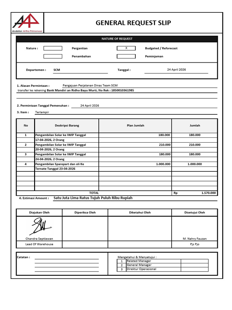 Form Pengajuan GRS SCM | PDF