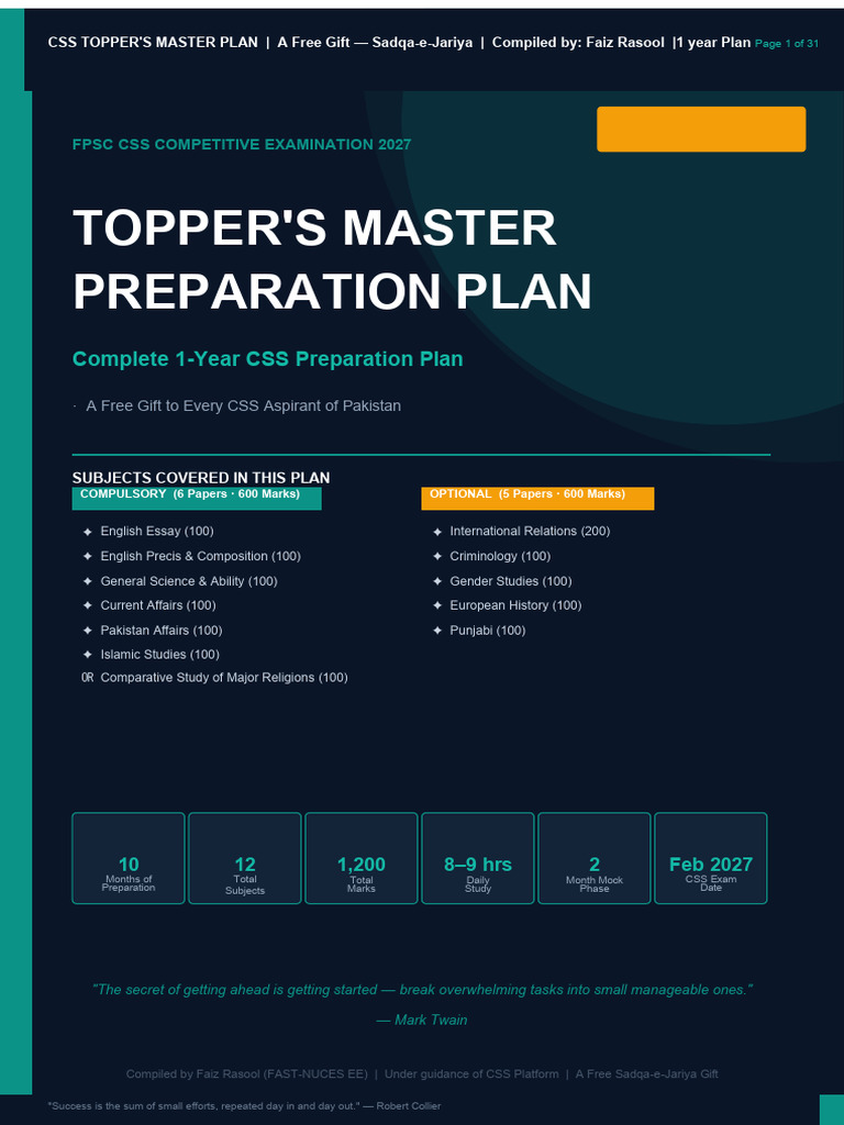 CSS Topper Master Plan Revision 1.1 | PDF