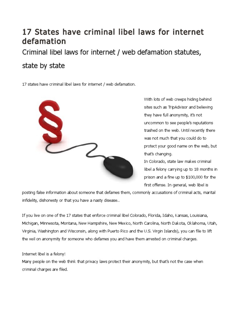 Defamation Laws in the 50 States Defamation Public Law