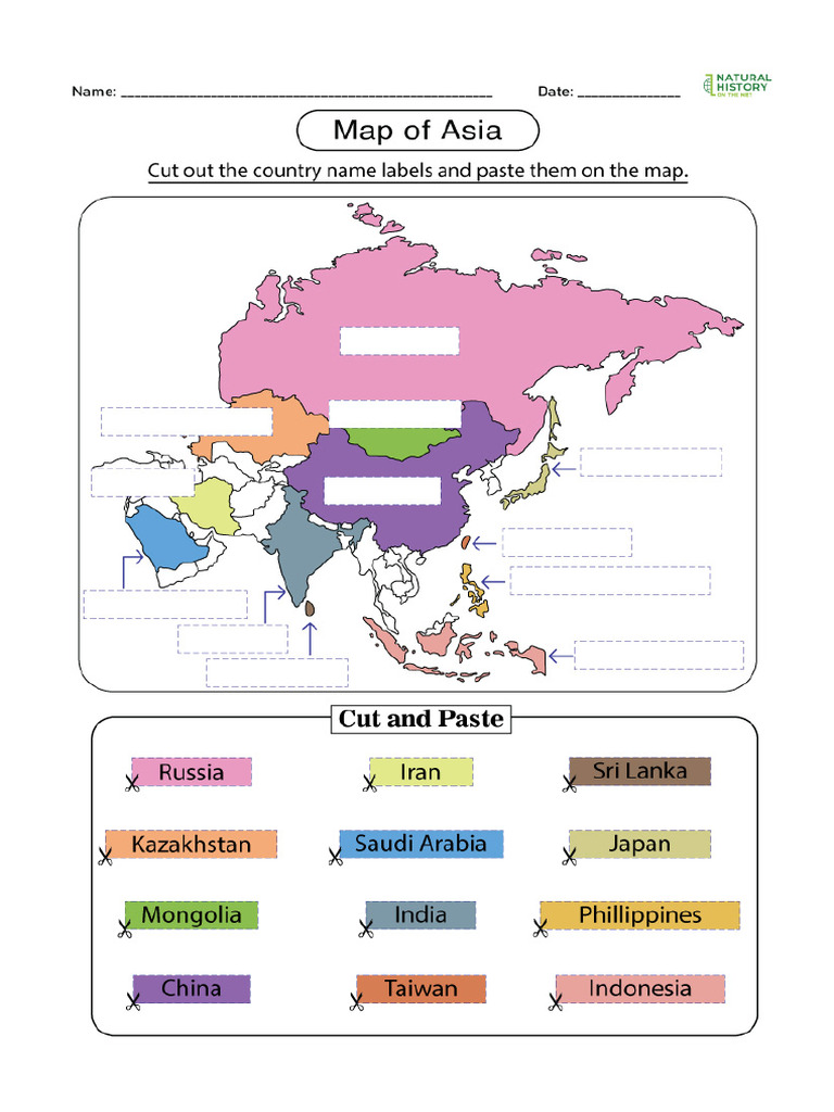 Asia Map Worksheet | PDF
