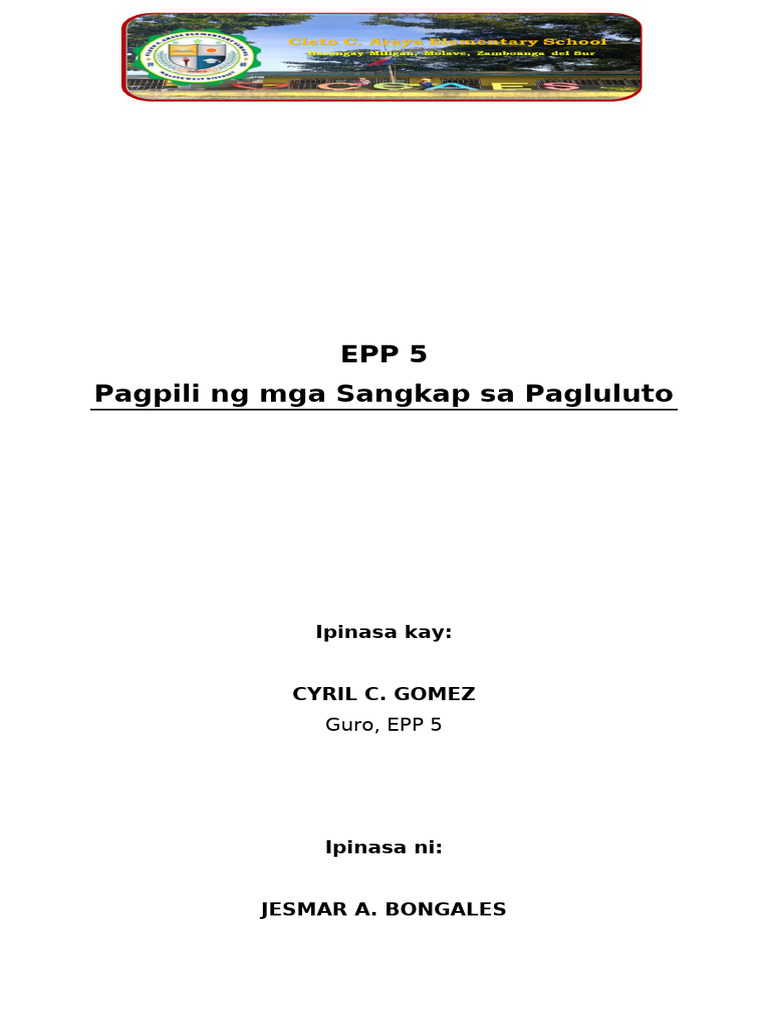 Project in EPP 5 3rd Grading | PDF