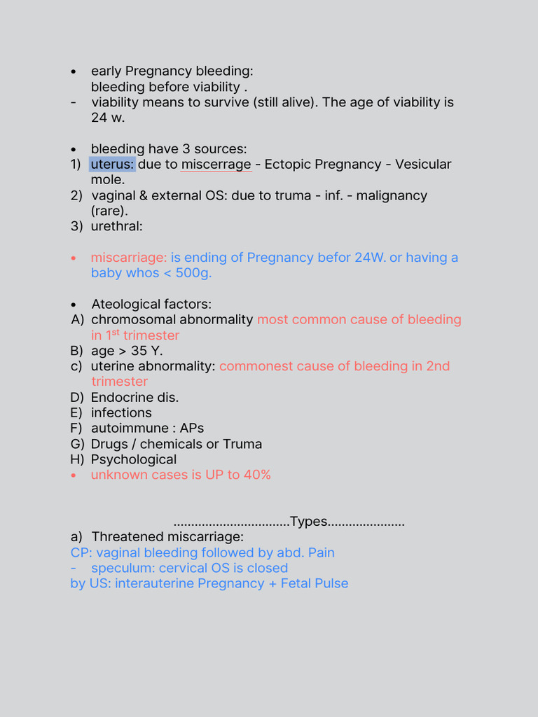 Early Pregnancy Bleeding | PDF | Miscarriage | Pregnancy