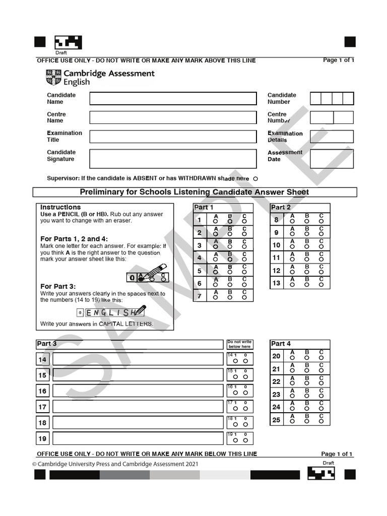 Test and Train Practice Test B1 PFS Listening Answer Sheet | PDF ...