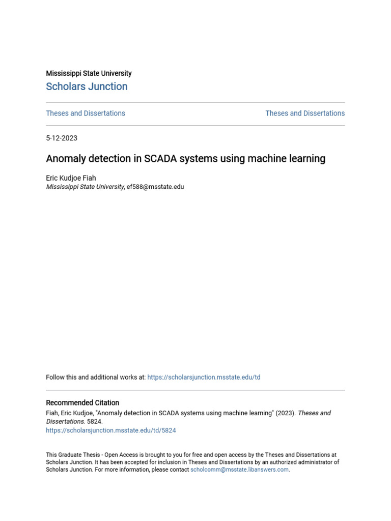 Anomaly Detection in SCADA Systems Using Machine Learning | PDF | Scada ...