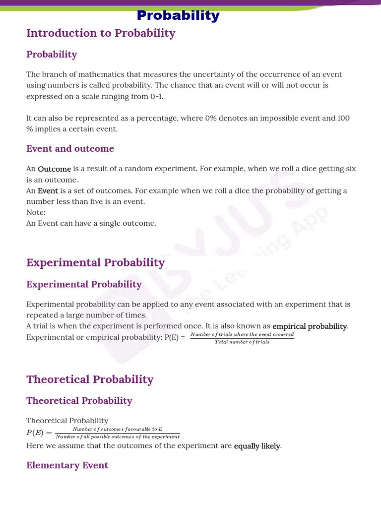 probability-for-class-10 | PDF | Probability | Experiment