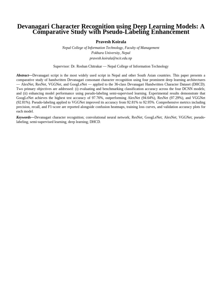 IEEE Devanagari Full | PDF | Deep Learning | Optical Character Recognition