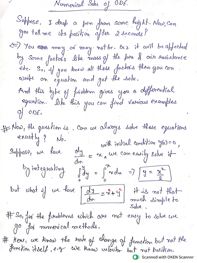 Numerical Solution of Ode Part 1 | PDF