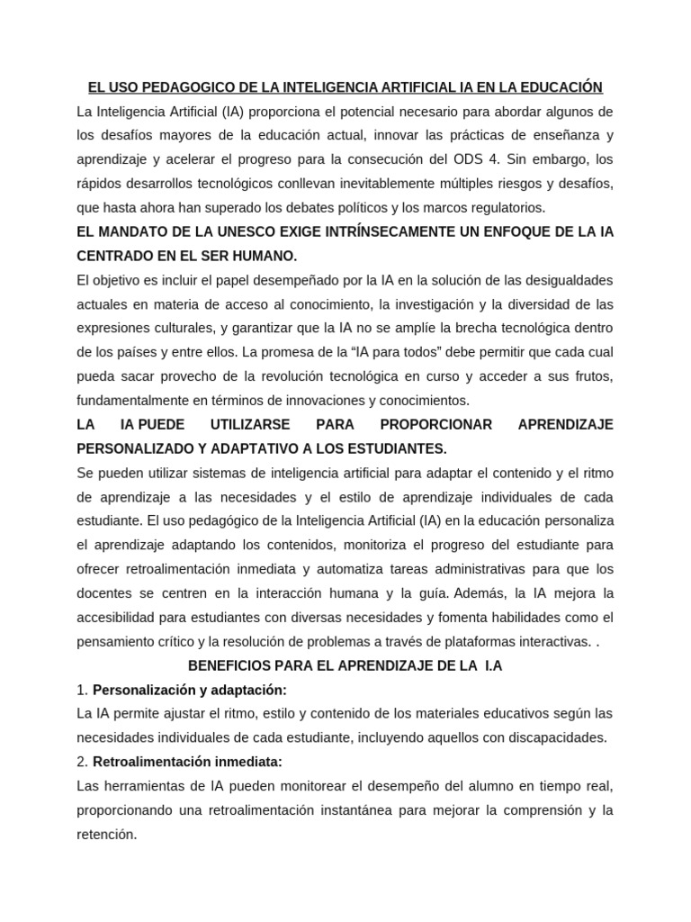 El Uso Pedagogico de La Inteligencia Artificial A | PDF | Inteligencia ...