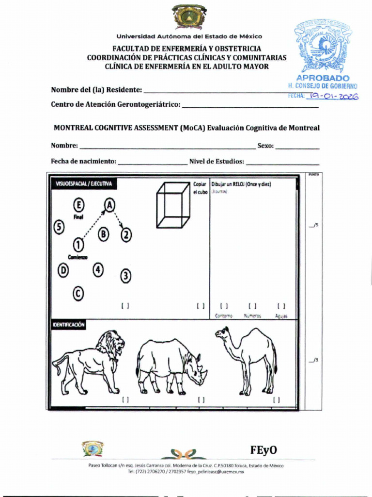 Montreal Cognitive Assessment (MoCA) Evaluacion Cognitiva de Montreal ...