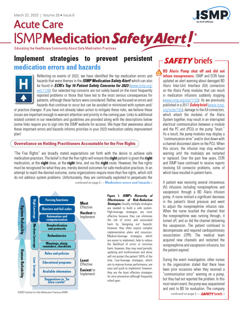 2023 ISMP Medication Safety Alert | PDF | Medical Error | Patient Safety