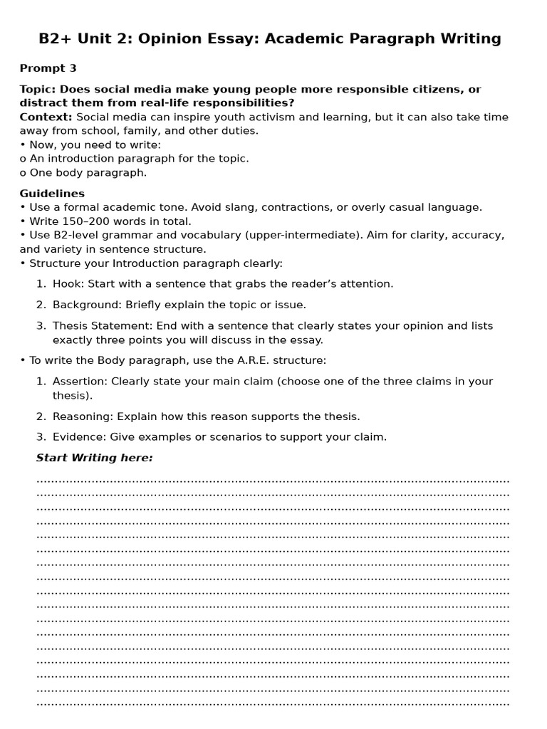 B2+ Unit 2 - Prompt 3 Writing | PDF | Question | Vocabulary