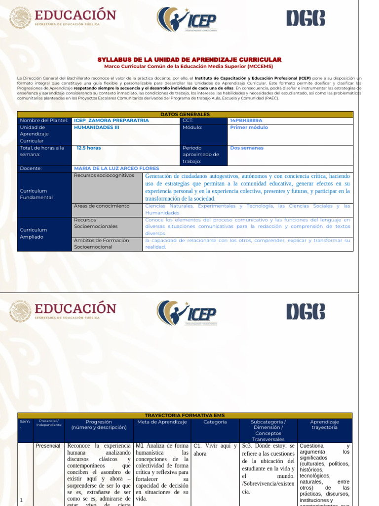 HUMANIDADES III | PDF | Plan de estudios | Aprendizaje