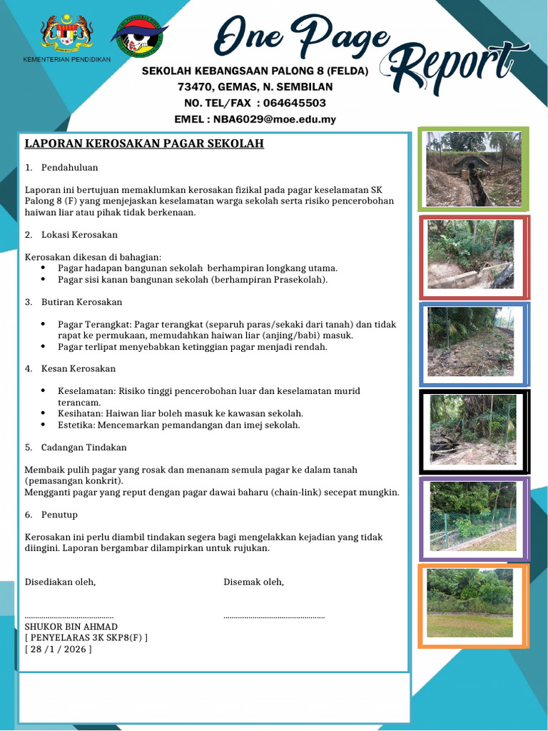 One Page Report Skp8 2026 Pagar | PDF
