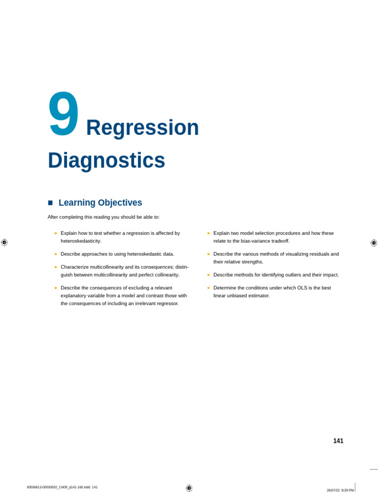 20 Regression Diagnostics | PDF | Ordinary Least Squares | Errors And ...