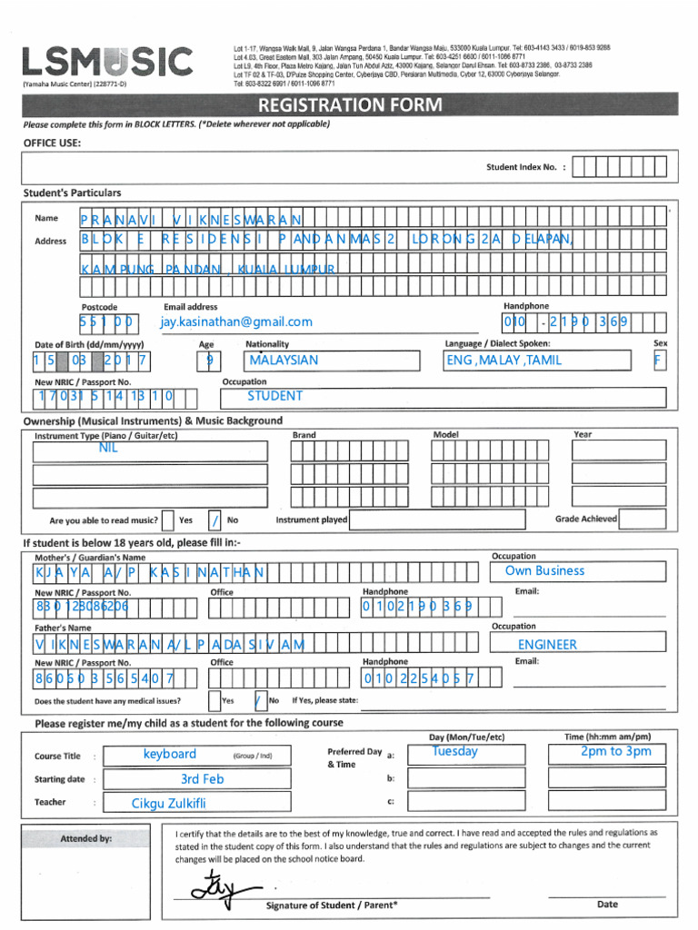 LS Registration Form | PDF