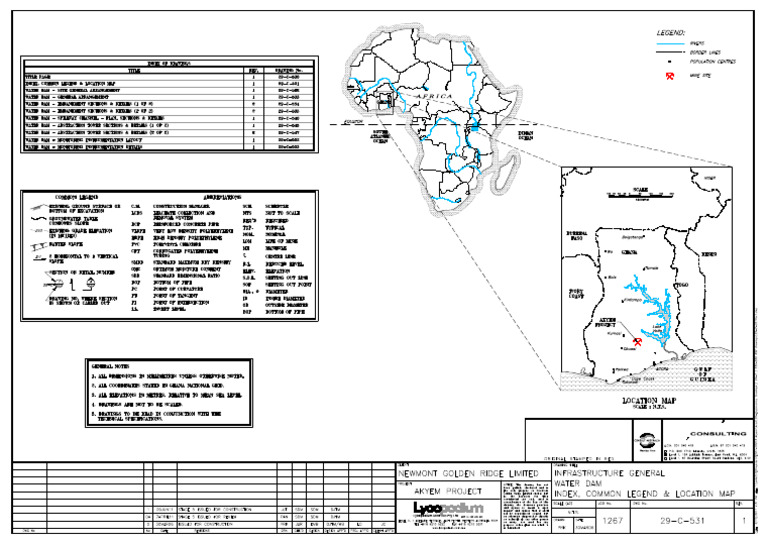 1267-29-C-531Rev1-Water Dam - Index, Common Legend & Location Map | PDF