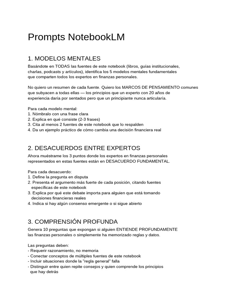 Prompts Notebook LM | PDF | Pensamiento