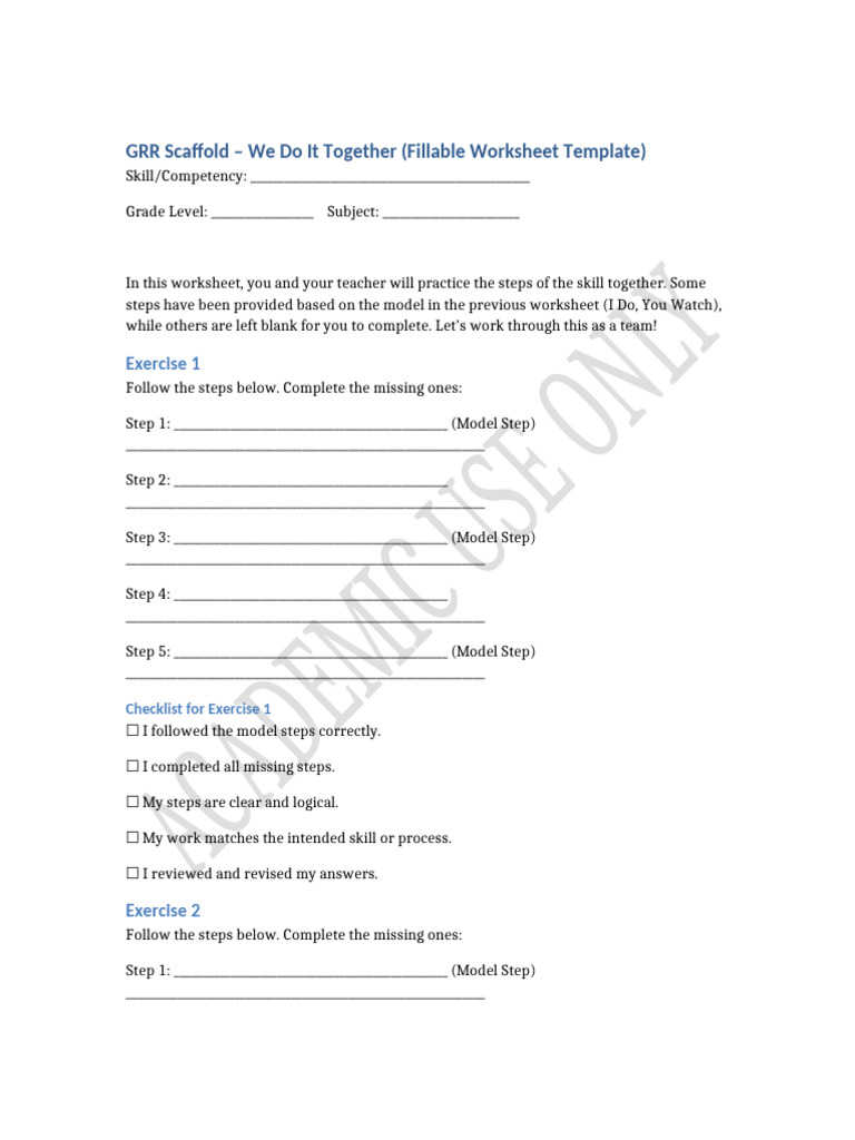 GRR We Do Together Fillable Template | PDF