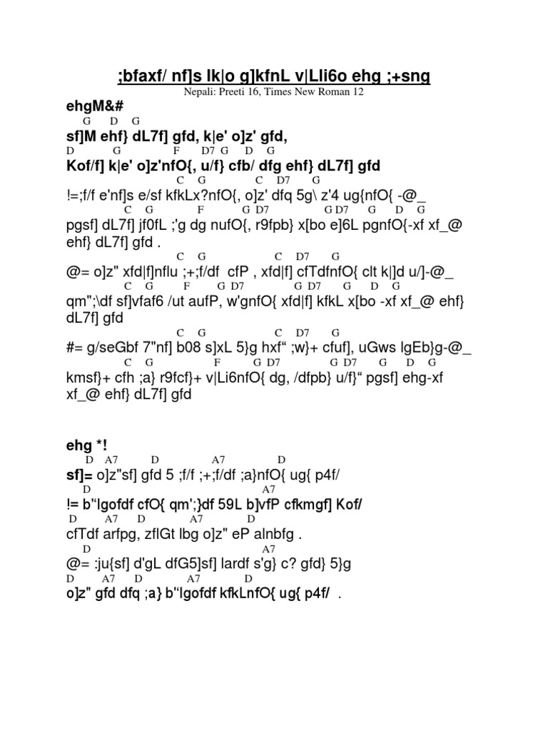 Nepali Khristiya Bhajan Chord PDF