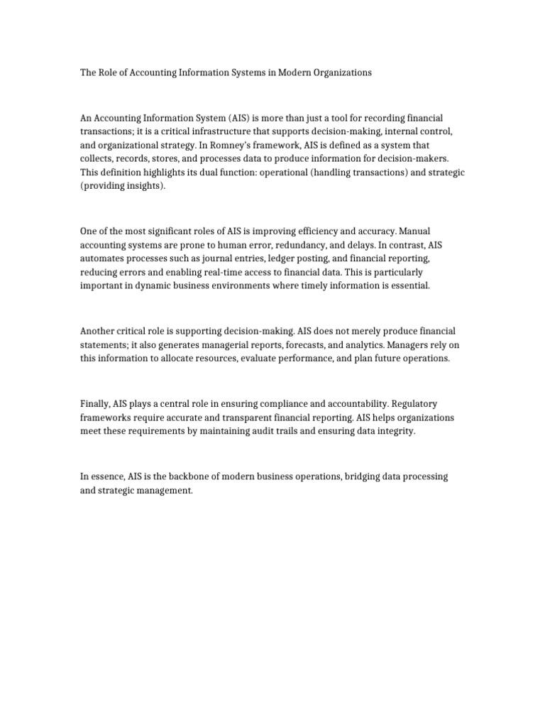 Role of AIS | PDF