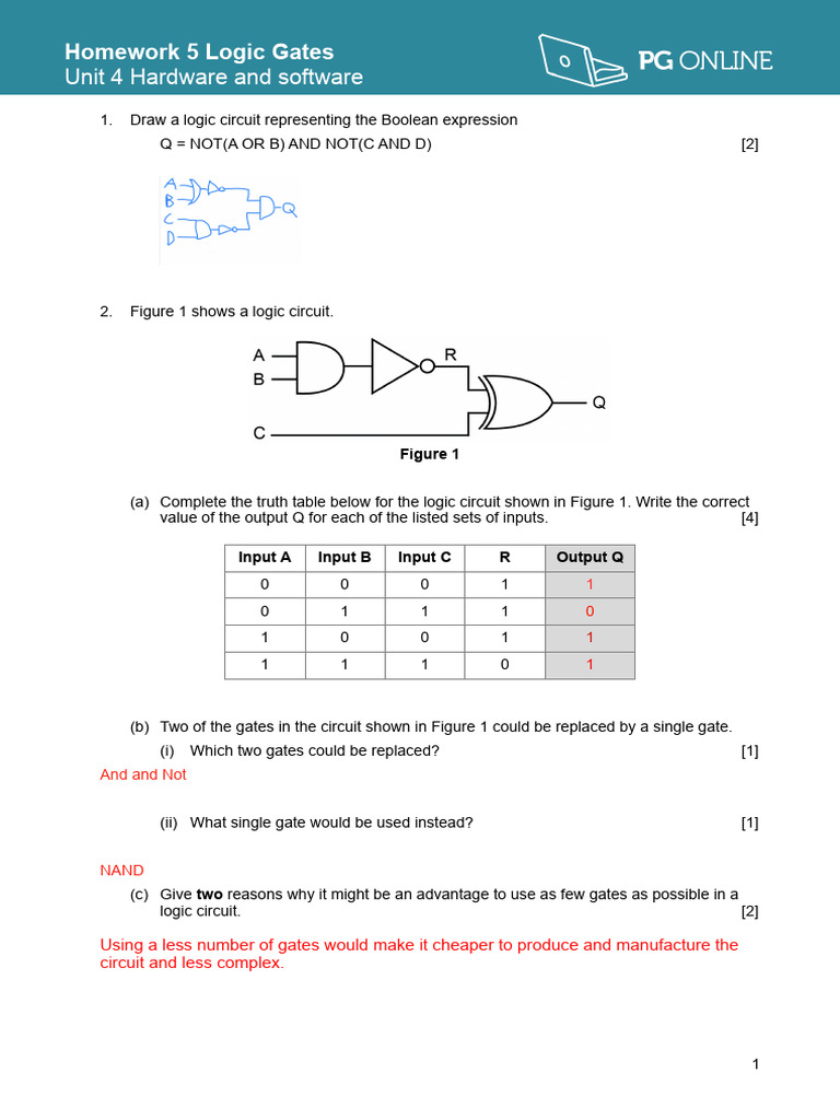 Hardware_and_software_Homework_5_Logic_gates | PDF | Logic Gate ...