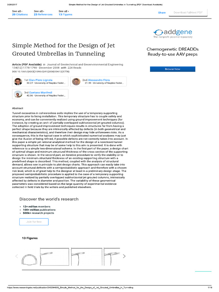Simple Method for the Design of Jet Grout Umbrella | PDF