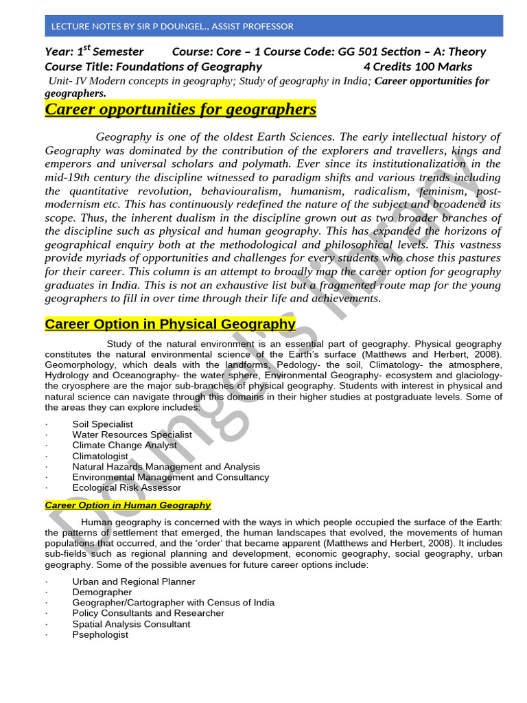unit 4 career oportunities for geographers | PDF | Geography | Cartography