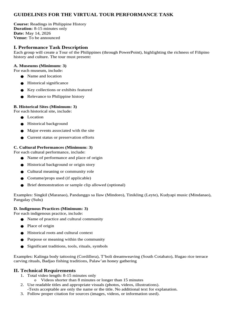Guidelines For Virtual Tour Project | PDF