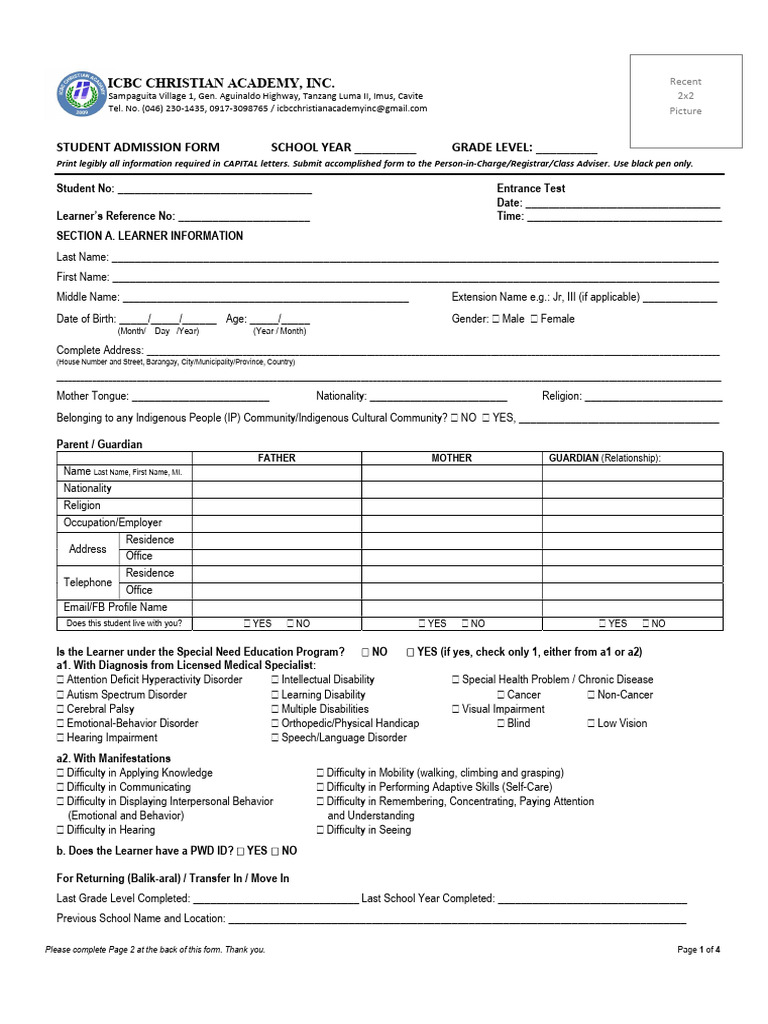 Form RegistrationEnrollment v3 | PDF | Visual Impairment | Disability