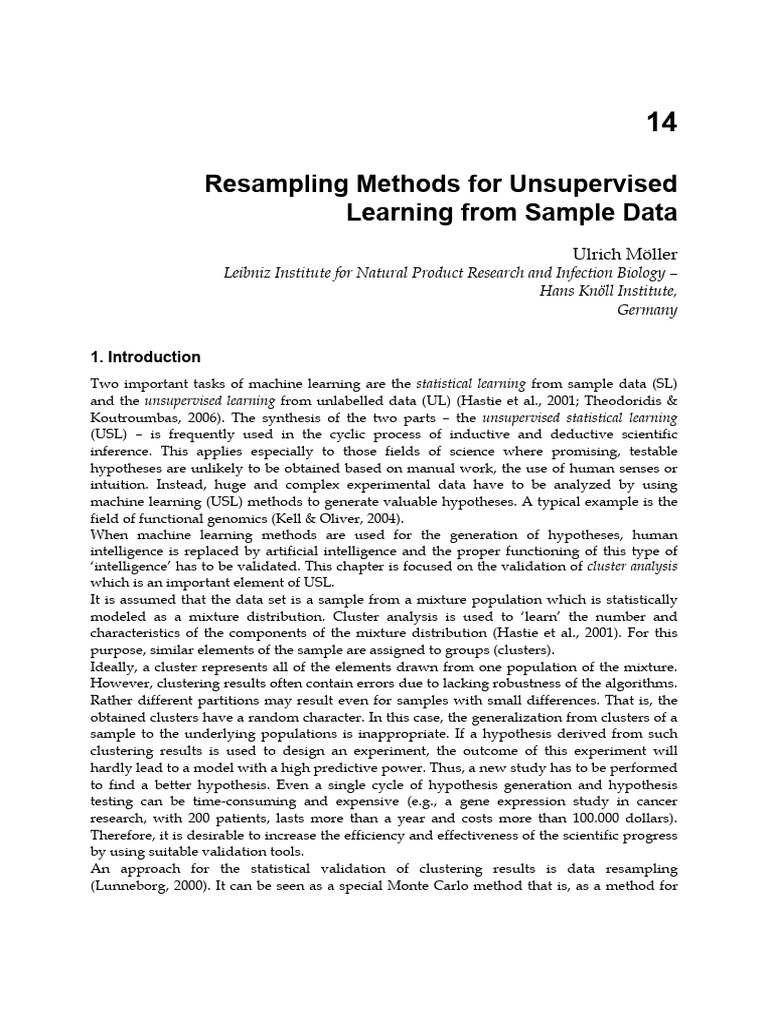 14of20 - Resampling Methods for Unsupervised Learning from Sample Data ...