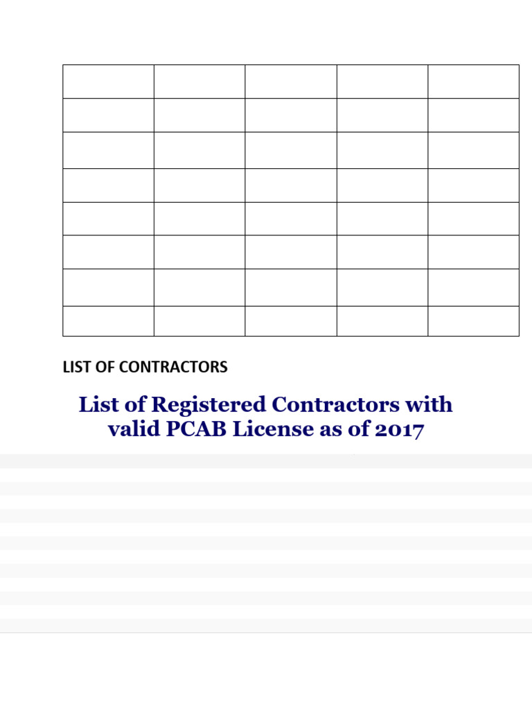 List of Contractors Novafile | PDF