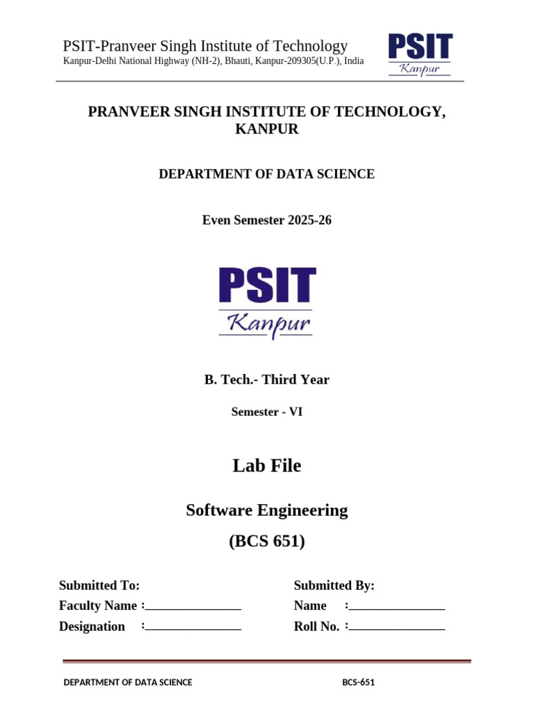 Lab File BCS651 2025-26 Format | PDF | Use Case | Engineering