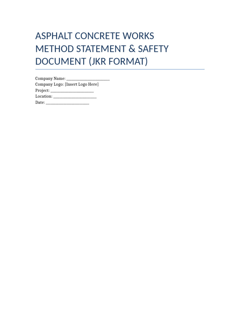 JKR Full Asphalt Method Statement | PDF