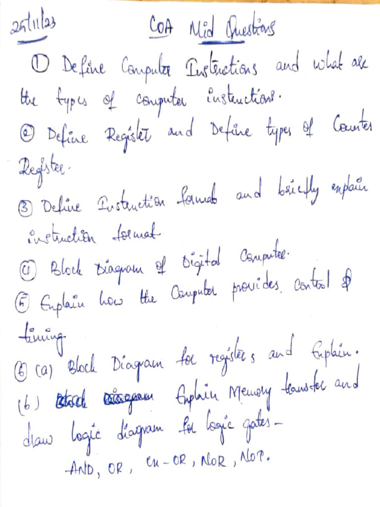 COA MID-1 IMP QUES | PDF