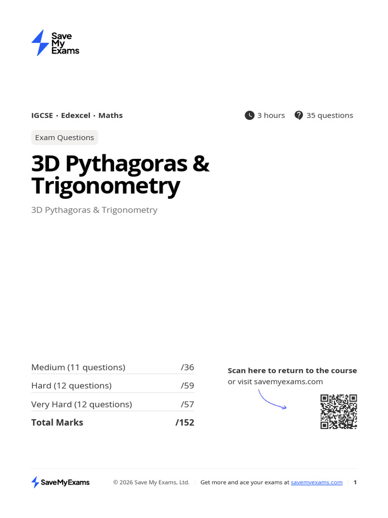 3d Pythagoras and Trigonometry Qp | PDF | Triangle | Area