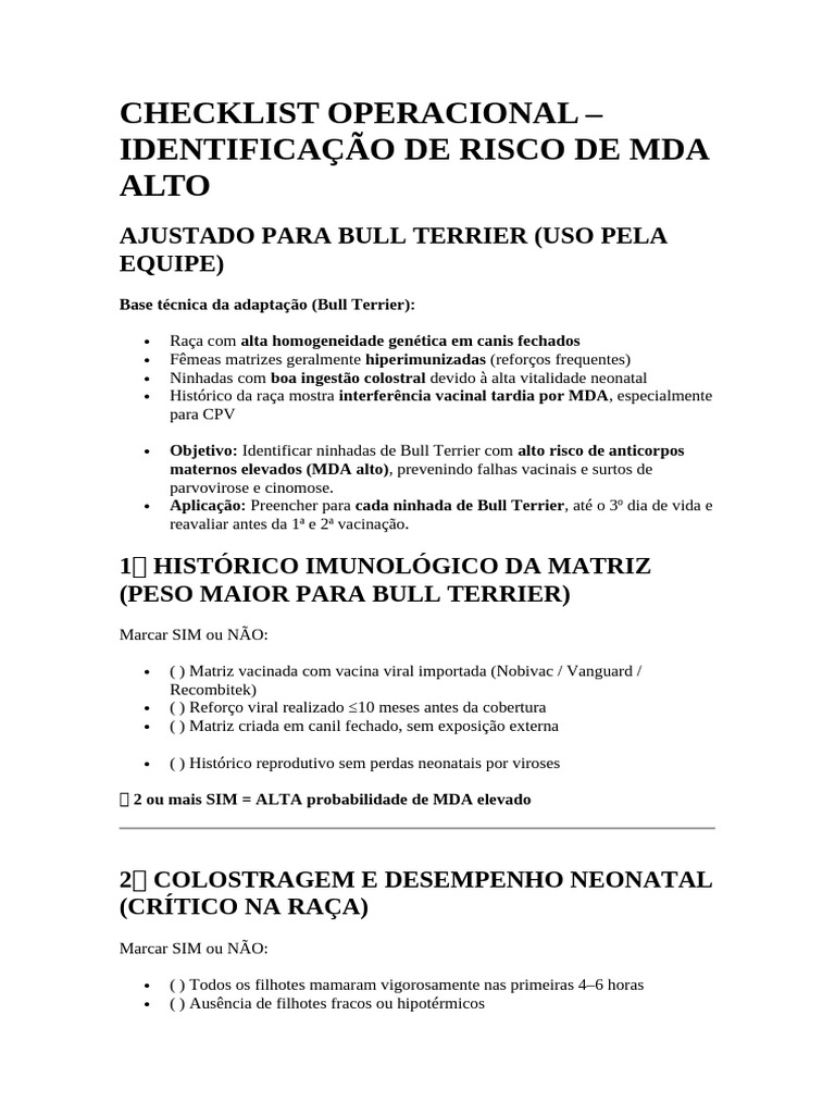 Checklist Operacional | PDF | Vírus | Medicina Clínica